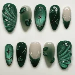 Cat Eye Green Mirror Nails
