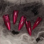 Halloween Red Cat Eye Spider Web Nails