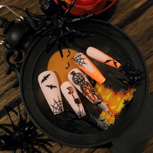 Halloween Pumpkin Press on Nails