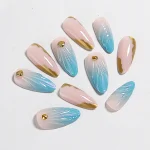 Ocean blue shell iridery nail
