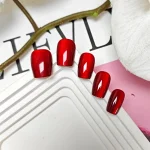 Red Cat Eye Solid Nails