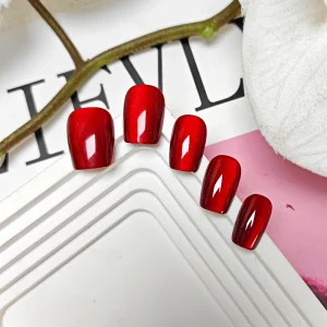 Red Cat Eye Solid Nails