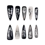 Halloween punk style black nails
