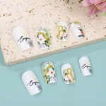 White flower  press on nails