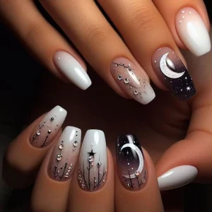 Black and white Nails Art